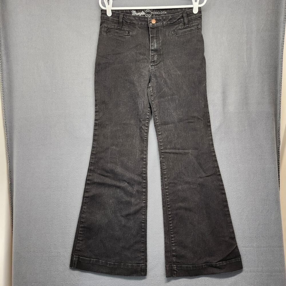 Wrangler x Modcloth Jeans Womens 10 / 33 Black Denim Mid Rise Flare Stretch